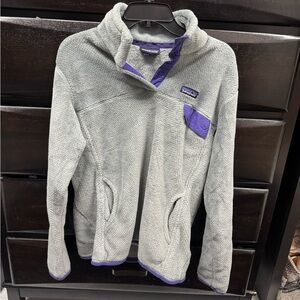 Patagonia Gray and Purple Fleece Jacket